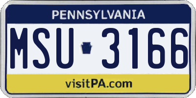 PA license plate MSU3166