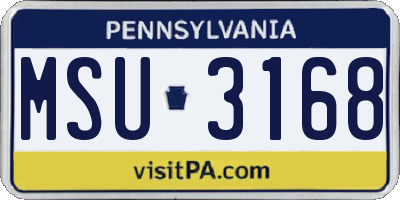 PA license plate MSU3168