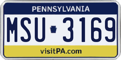 PA license plate MSU3169