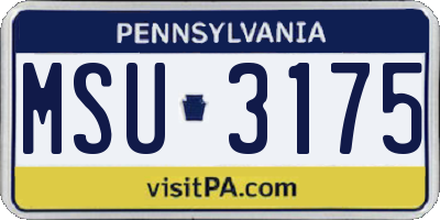 PA license plate MSU3175