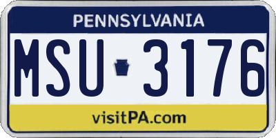 PA license plate MSU3176
