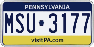 PA license plate MSU3177