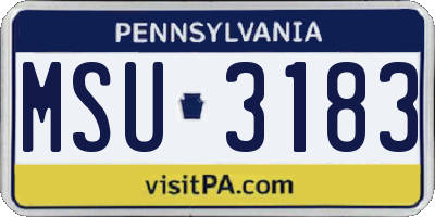 PA license plate MSU3183