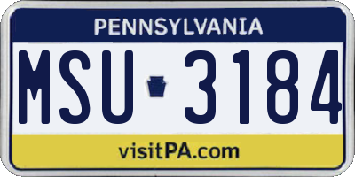 PA license plate MSU3184