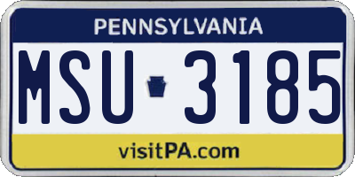 PA license plate MSU3185