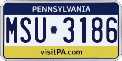 PA license plate MSU3186