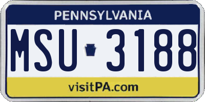 PA license plate MSU3188