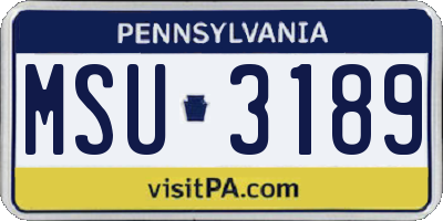 PA license plate MSU3189