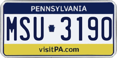 PA license plate MSU3190