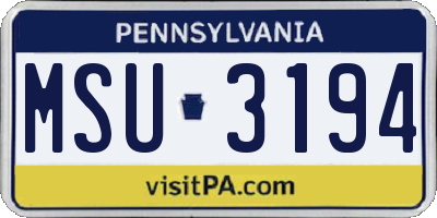 PA license plate MSU3194