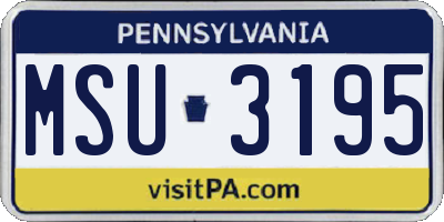 PA license plate MSU3195