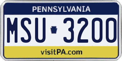 PA license plate MSU3200