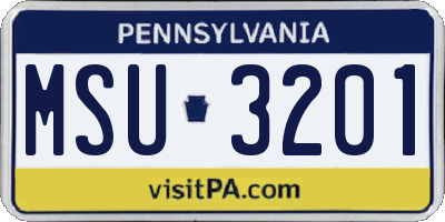 PA license plate MSU3201