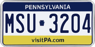 PA license plate MSU3204