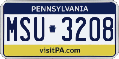 PA license plate MSU3208