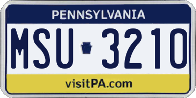PA license plate MSU3210
