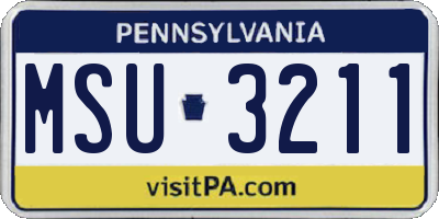 PA license plate MSU3211