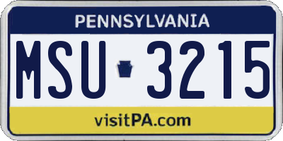 PA license plate MSU3215