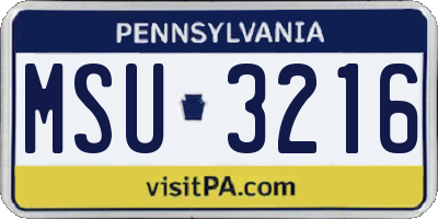 PA license plate MSU3216