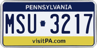 PA license plate MSU3217