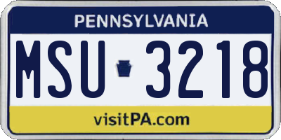 PA license plate MSU3218
