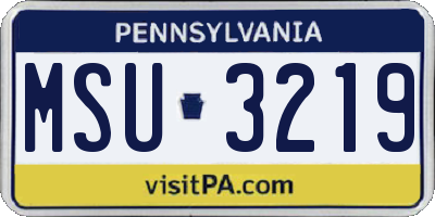 PA license plate MSU3219