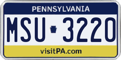 PA license plate MSU3220