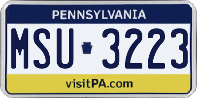 PA license plate MSU3223