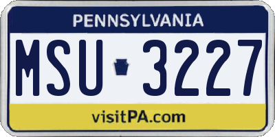 PA license plate MSU3227