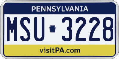 PA license plate MSU3228