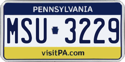 PA license plate MSU3229