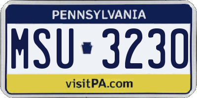 PA license plate MSU3230