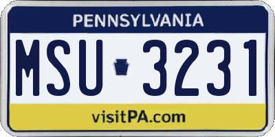 PA license plate MSU3231