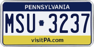 PA license plate MSU3237