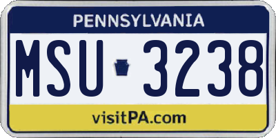 PA license plate MSU3238