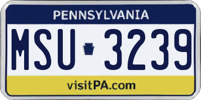 PA license plate MSU3239