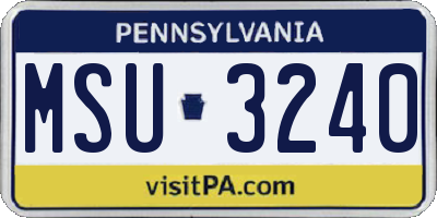 PA license plate MSU3240