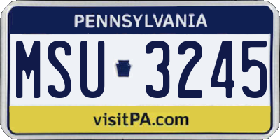 PA license plate MSU3245