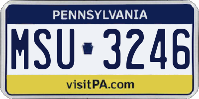 PA license plate MSU3246
