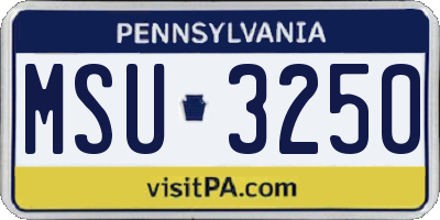 PA license plate MSU3250