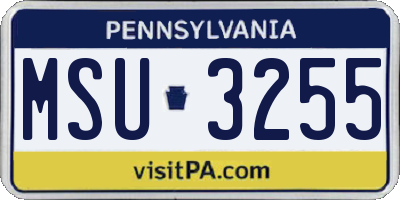 PA license plate MSU3255