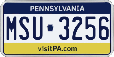PA license plate MSU3256