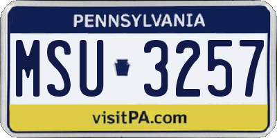PA license plate MSU3257