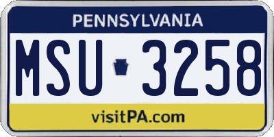 PA license plate MSU3258