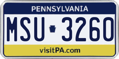 PA license plate MSU3260