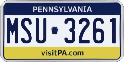 PA license plate MSU3261