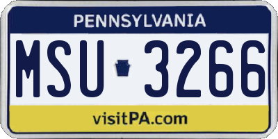 PA license plate MSU3266