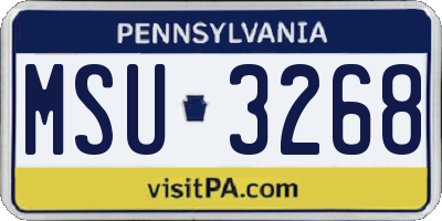 PA license plate MSU3268