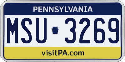 PA license plate MSU3269