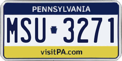 PA license plate MSU3271